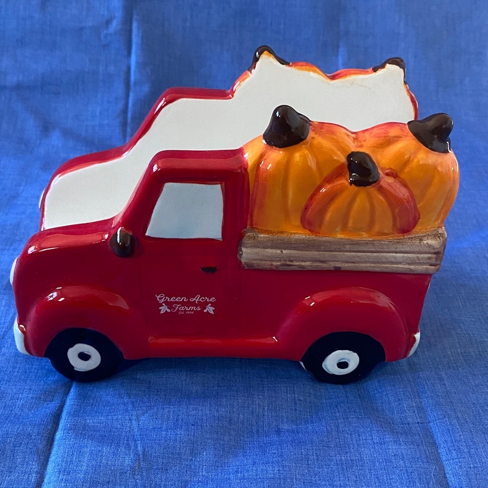 New Festive Red Truck with Pumpkins Napkins Holder